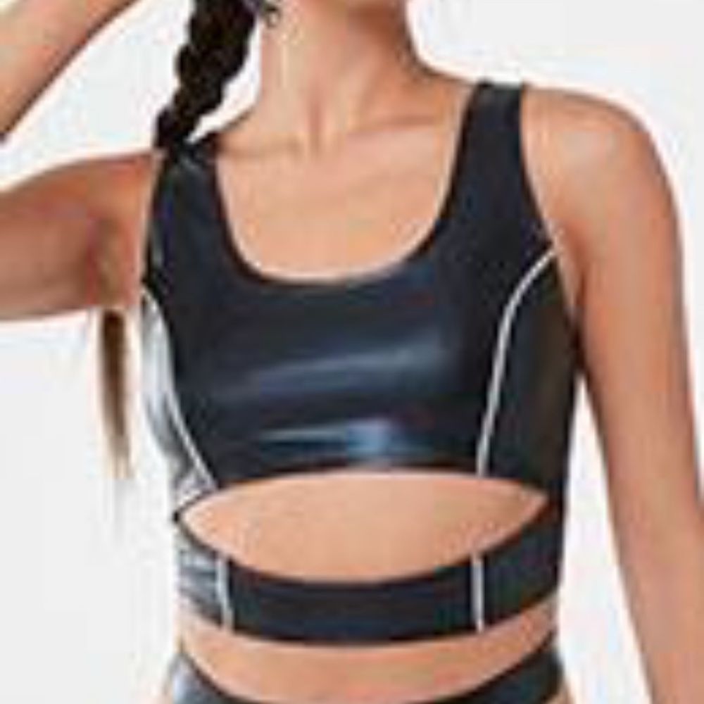Shimmery Black Crop Top